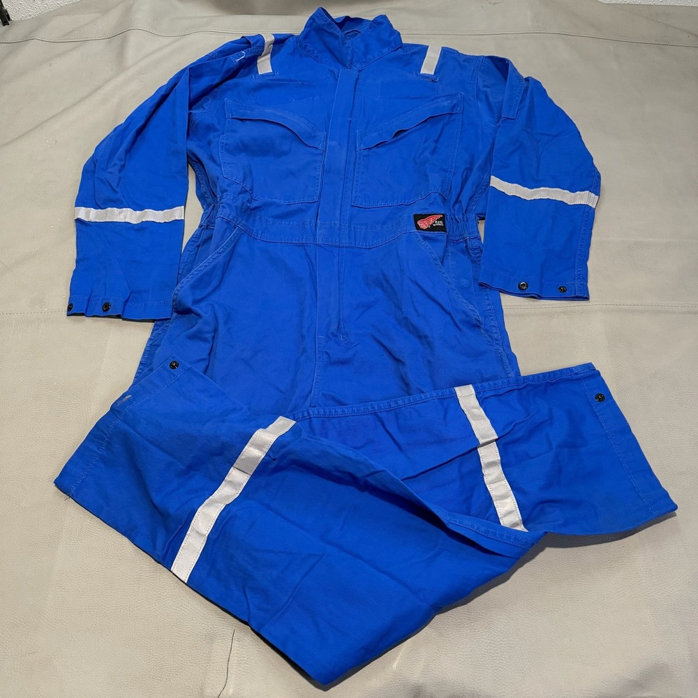 Red Wing Men Blue 3M Reflective Coverall Workwear Mechanic Jumpsuit-40 Reg-6861